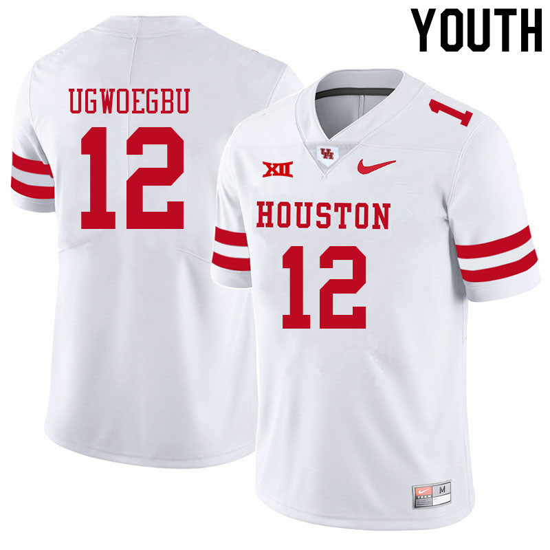 Youth #12 David Ugwoegbu Houston Cougars College Big 12 Conference Football Jerseys Sale-White - Click Image to Close